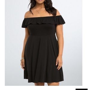 Torrid Ruffle Off Shoulder Black Dress 2X 18/20